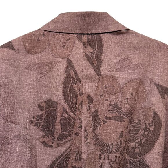 COLDWATER CREEK Linen Blend Blazer 12 Petite Womens Plum Floral Jacket Boho Arts - Picture 6 of 8